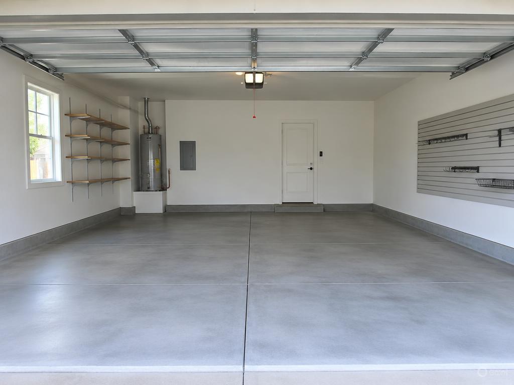 Illustrative empty, clean garage after a cleanout