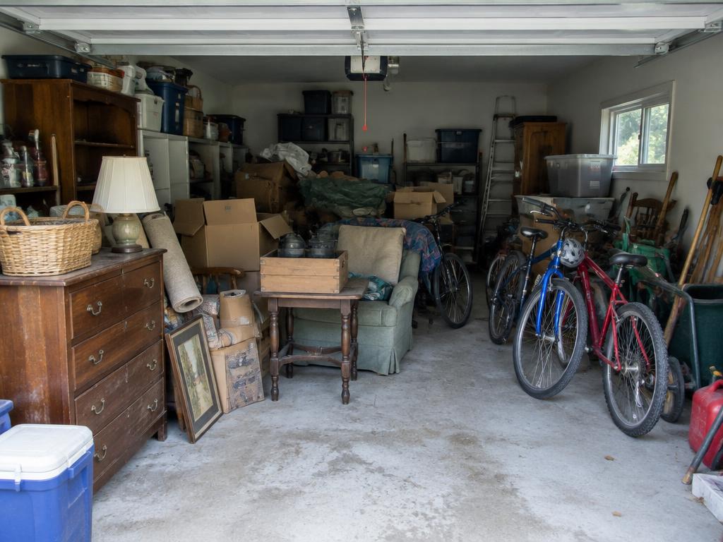 Illustrative cluttered garage before a cleanout