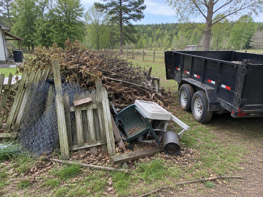 Illustrative photo of yard debris beside a dump trailer